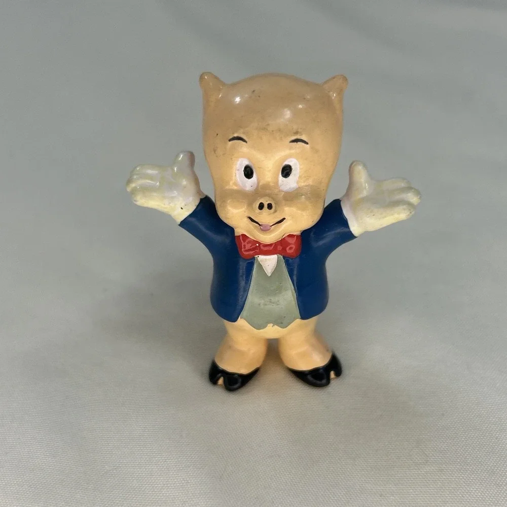 Vintage Porky Pig Figurine PVC 1988 Warner Bros Applause Looney Tunes Cake Toppe